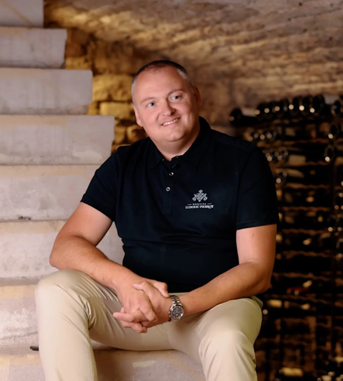 Ludovic Pierrot in his wine cellar